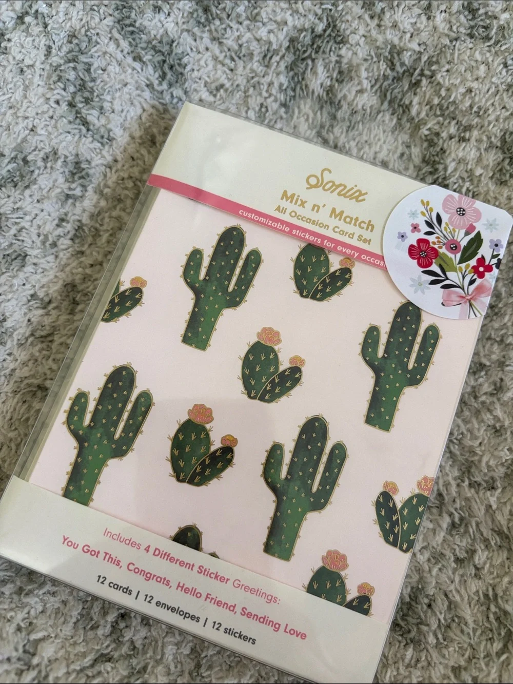 Sonix Mix n Match All-Occasion Greeting Card Set of 12 NWT cactus citrus floral